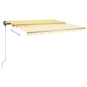 vidaXL Manual Retractable Awning with Posts 4x3 m Yellow and White