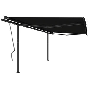 vidaXL Manual Retractable Awning with Posts 4x3 m Anthracite