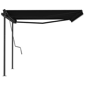 vidaXL Manual Retractable Awning with Posts 4x3 m Anthracite