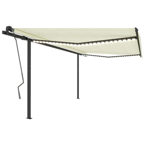 vidaXL Manual Retractable Awning with LED 4x3 m Cream