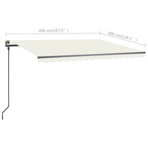 vidaXL Manual Retractable Awning with LED 4x3 m Cream