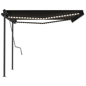 vidaXL Manual Retractable Awning with LED 4x3 m Anthracite