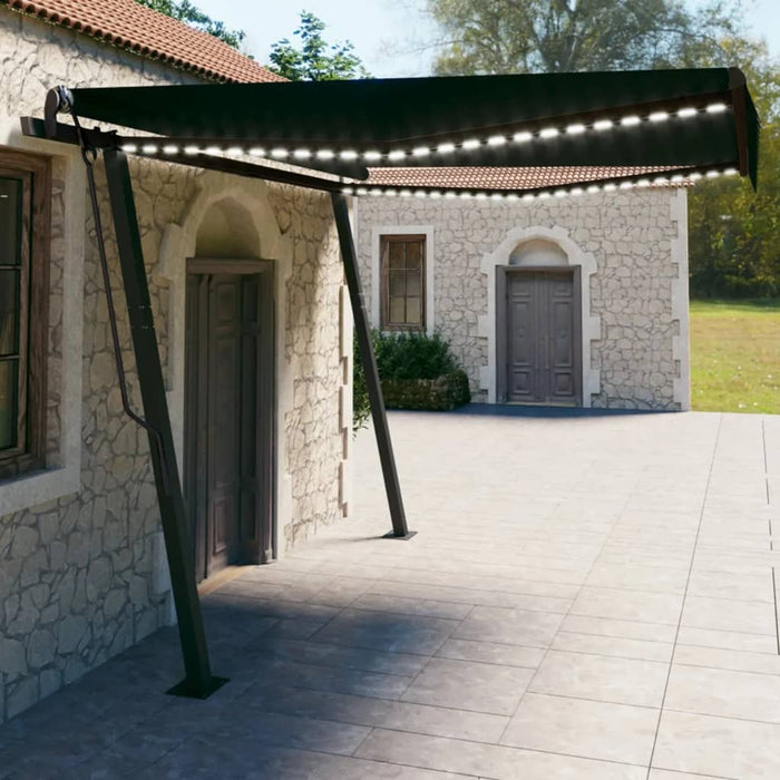 vidaXL Manual Retractable Awning with LED 4x3 m Anthracite