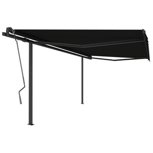 vidaXL Manual Retractable Awning with Posts 4.5x3 m Anthracite