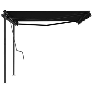 vidaXL Manual Retractable Awning with Posts 4.5x3 m Anthracite