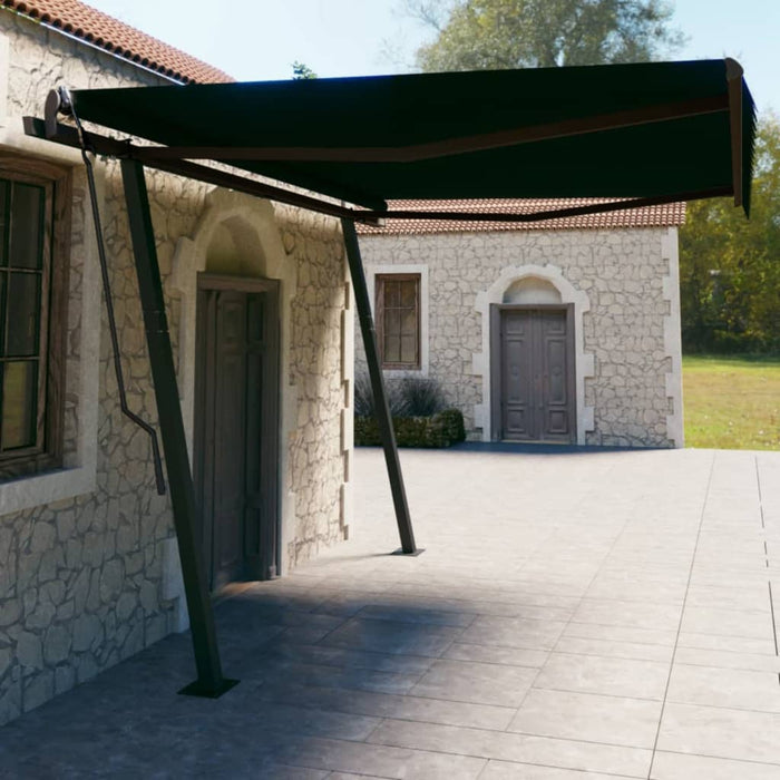 vidaXL Manual Retractable Awning with Posts 4.5x3 m Anthracite