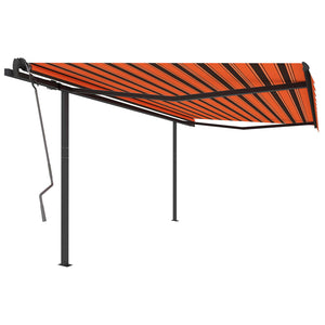 vidaXL Manual Retractable Awning with Posts 4.5x3 m Orange and Brown