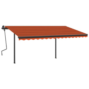 vidaXL Manual Retractable Awning with Posts 4.5x3 m Orange and Brown