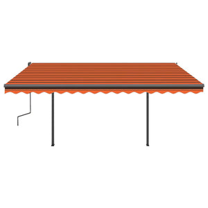 vidaXL Manual Retractable Awning with Posts 4.5x3 m Orange and Brown