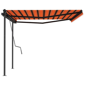 vidaXL Manual Retractable Awning with Posts 4.5x3 m Orange and Brown