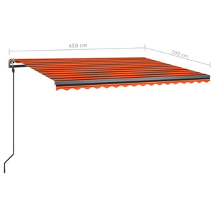 vidaXL Manual Retractable Awning with Posts 4.5x3 m Orange and Brown