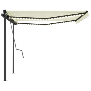 vidaXL Manual Retractable Awning with LED 4.5x3 m Cream