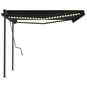 vidaXL Manual Retractable Awning with LED 4.5x3 m Anthracite