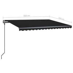 vidaXL Manual Retractable Awning with LED 4.5x3 m Anthracite