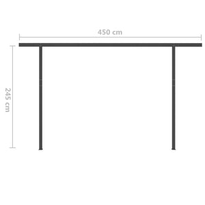 vidaXL Manual Retractable Awning with Posts 5x3 m Cream