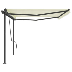 vidaXL Manual Retractable Awning with Posts 5x3 m Cream