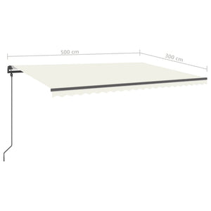 vidaXL Manual Retractable Awning with Posts 5x3 m Cream