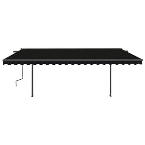 vidaXL Manual Retractable Awning with Posts 5x3 m Anthracite