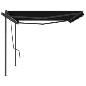 vidaXL Manual Retractable Awning with Posts 5x3 m Anthracite