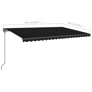 vidaXL Manual Retractable Awning with Posts 5x3 m Anthracite