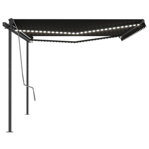 vidaXL Manual Retractable Awning with LED 5x3 m Anthracite