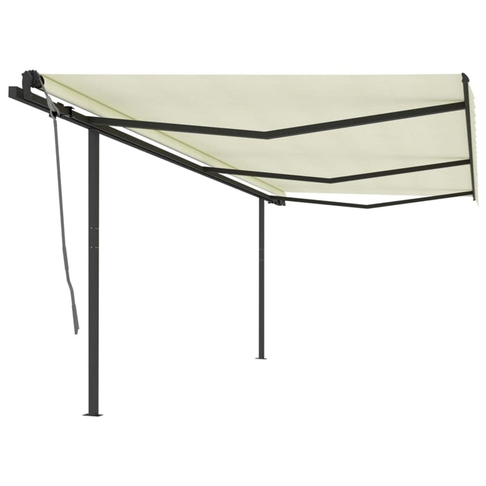 vidaXL Manual Retractable Awning with Posts 6x3 m Cream