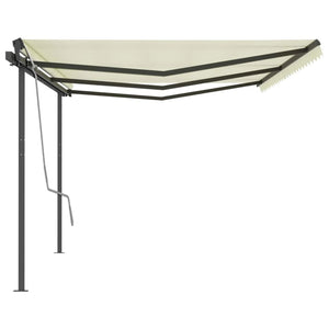 vidaXL Manual Retractable Awning with Posts 6x3 m Cream