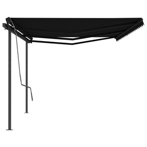 vidaXL Manual Retractable Awning with Posts 6x3 m Anthracite