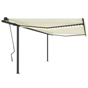 vidaXL Manual Retractable Awning with LED 4x3.5 m Cream