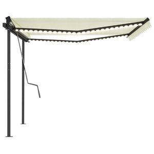 vidaXL Manual Retractable Awning with LED 4x3.5 m Cream