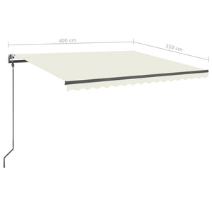 vidaXL Manual Retractable Awning with LED 4x3.5 m Cream