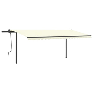 vidaXL Manual Retractable Awning with Posts 5x3.5 m Cream