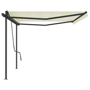 vidaXL Manual Retractable Awning with Posts 5x3.5 m Cream