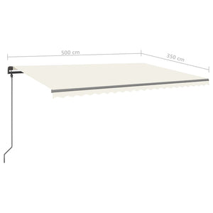 vidaXL Manual Retractable Awning with Posts 5x3.5 m Cream