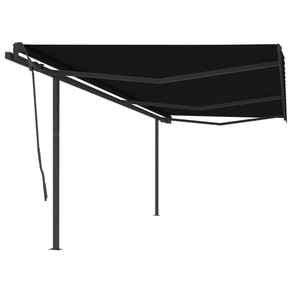 vidaXL Manual Retractable Awning with Posts 6x3.5 m Anthracite