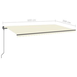 vidaXL Manual Retractable Awning with LED 6x3.5 m Cream