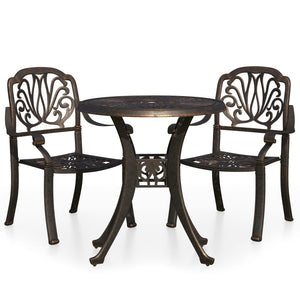 vidaXL 3 Piece Bistro Set Cast Aluminium Bronze