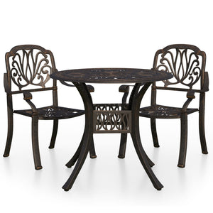 vidaXL 3 Piece Bistro Set Cast Aluminium Bronze