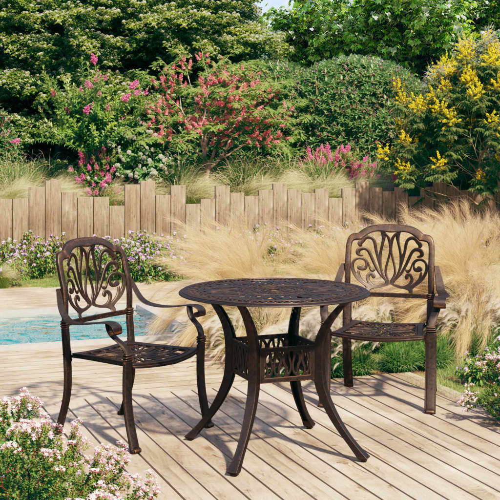 vidaXL 3 Piece Bistro Set Cast Aluminium Bronze