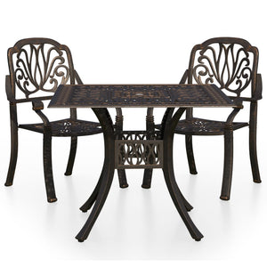 vidaXL 3 Piece Bistro Set Cast Aluminium Bronze