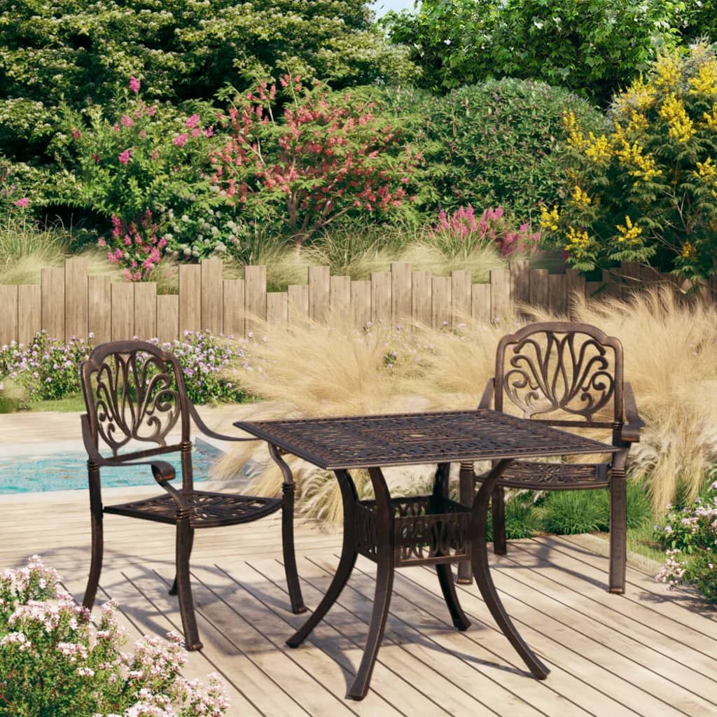 vidaXL 3 Piece Bistro Set Cast Aluminium Bronze