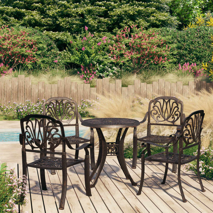 vidaXL 5 Piece Bistro Set Cast Aluminium Bronze