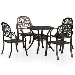 vidaXL 5 Piece Bistro Set Cast Aluminium Bronze