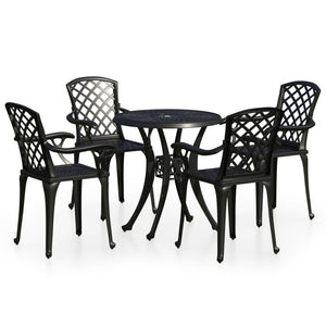 vidaXL 5 Piece Bistro Set Cast Aluminium Black