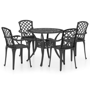 vidaXL 5 Piece Bistro Set Cast Aluminium Black