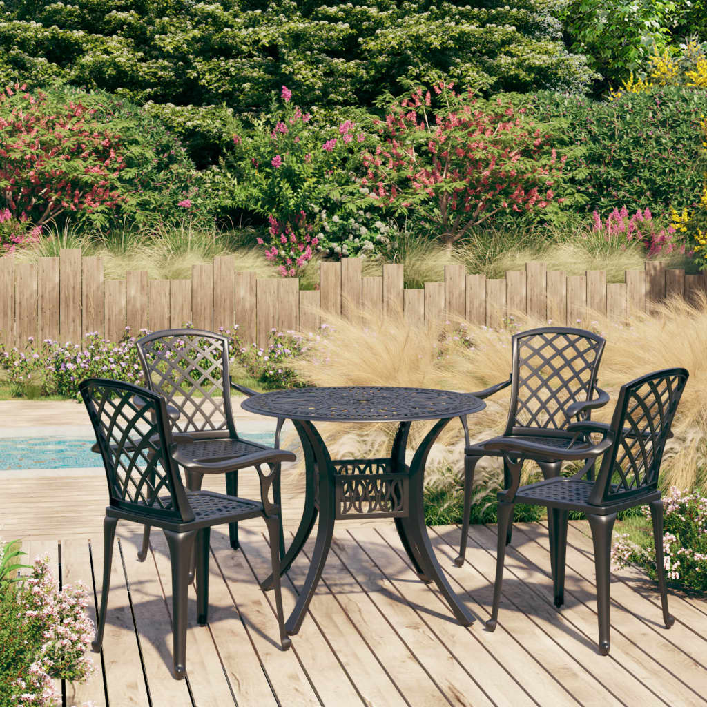 vidaXL 5 Piece Bistro Set Cast Aluminium Black