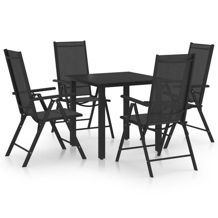 vidaXL 5 Piece Garden Dining Set Aluminium Black