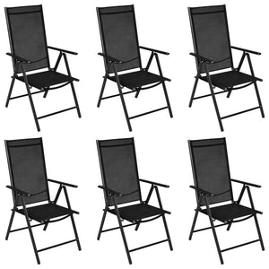 vidaXL 7 Piece Garden Dining Set Aluminium Black