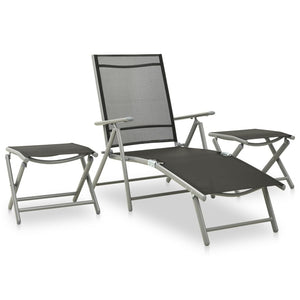 vidaXL 9 Piece Garden Lounge Set Black and Silver