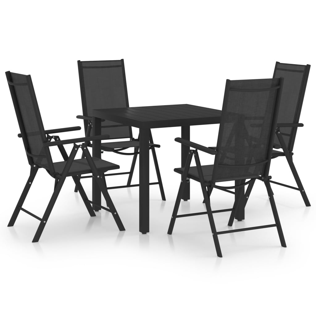 vidaXL 5 Piece Garden Dining Set Aluminium Black